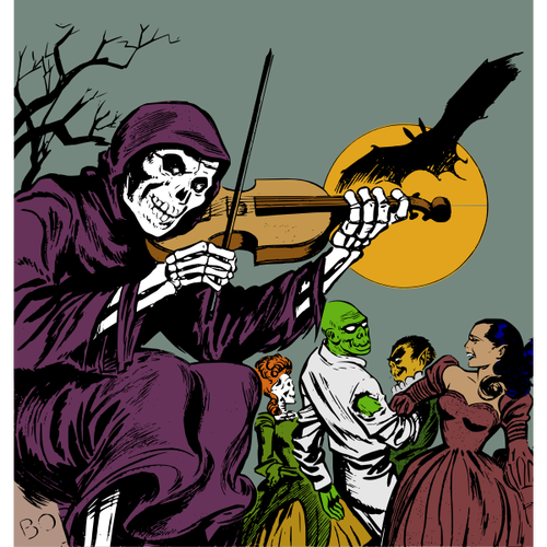 Skeleton playing a violin